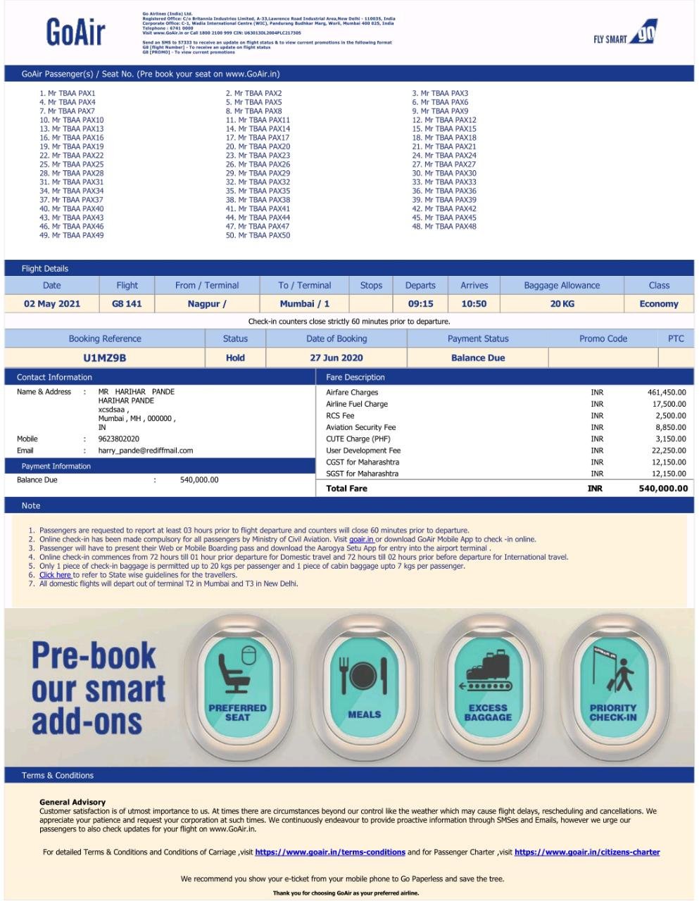 Adarsh Maharashtra | GoAir घेतेय कोरोनाचा गैरफायदा; 'क्रेडीट शेल'मुळे मोजावे लागणार चार पट भाडे...